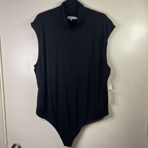 Good American Good Touch Sleeveless Mockneck Power Bodysuit Black Sz 8 5XL New